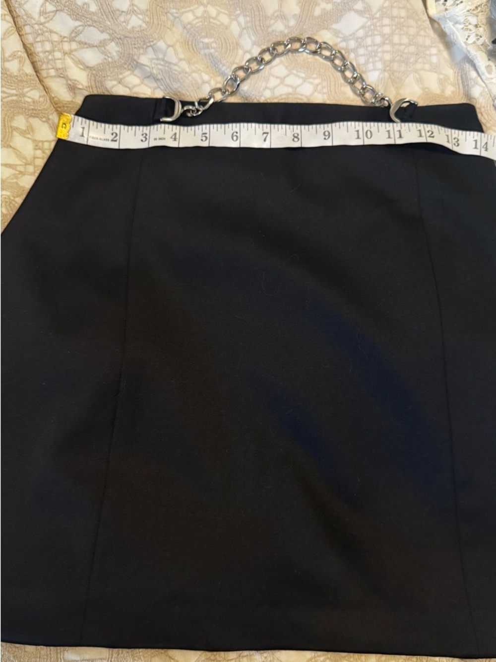 Milly Black A-Line Mini Skirt with Silver Chain Accent - Picture 6 of 8